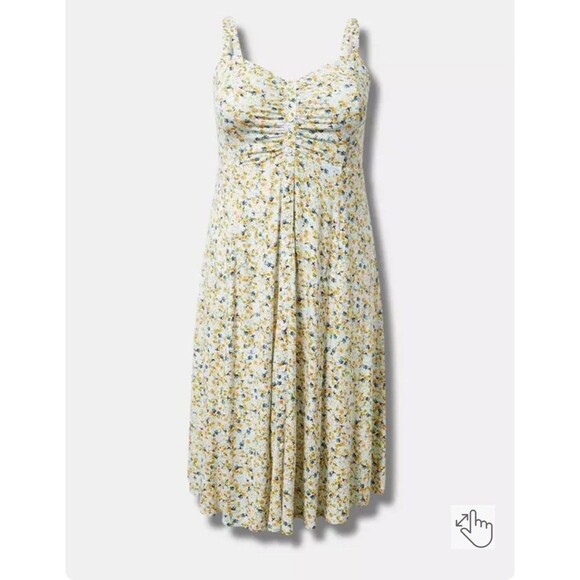 NWT Torrid Midi Super Soft Button-Front Dress Size L/12 Sunshine Ditsy Floral - Picture 1 of 13